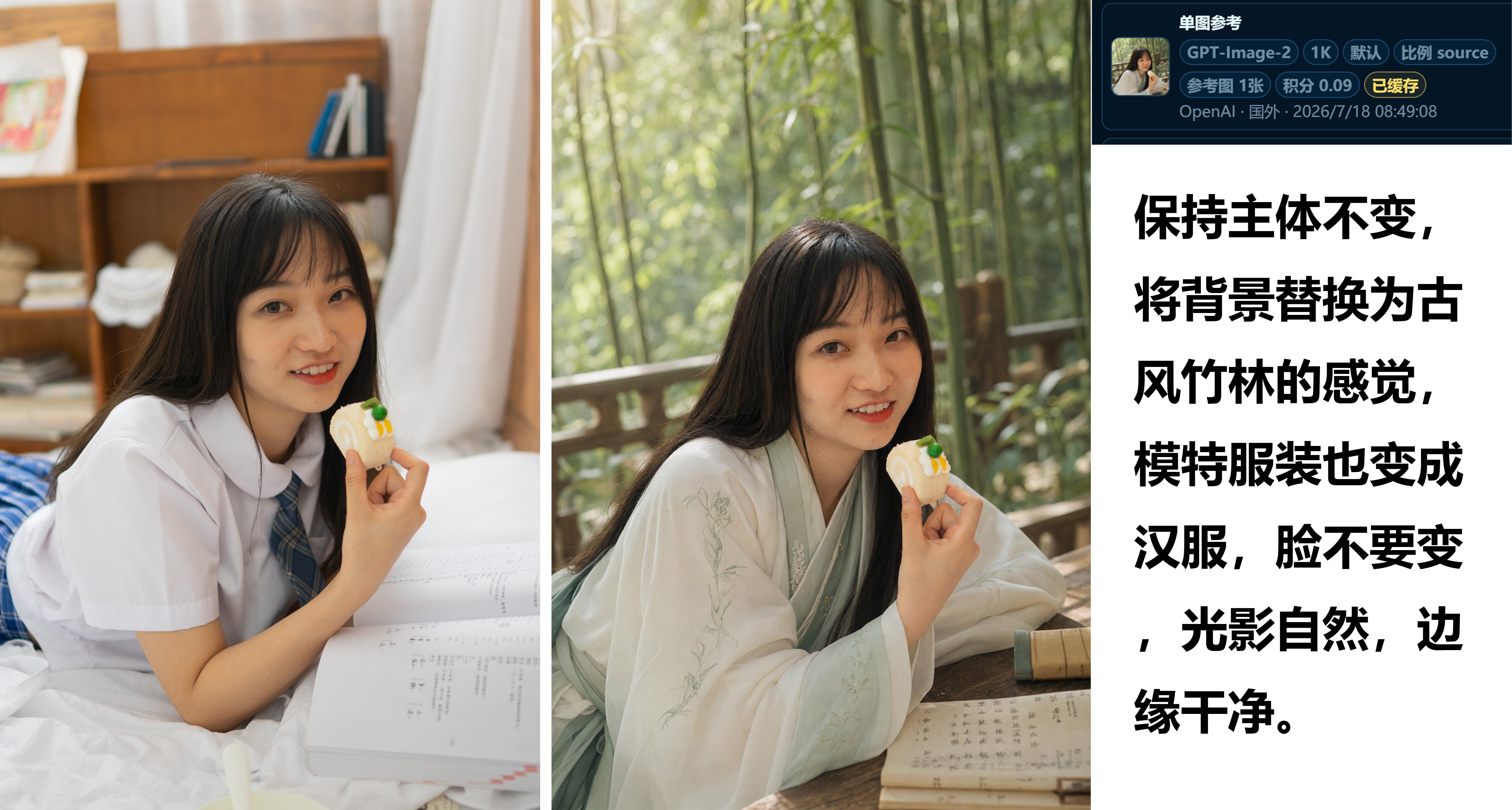 人物服装和场景重塑前后效果对比