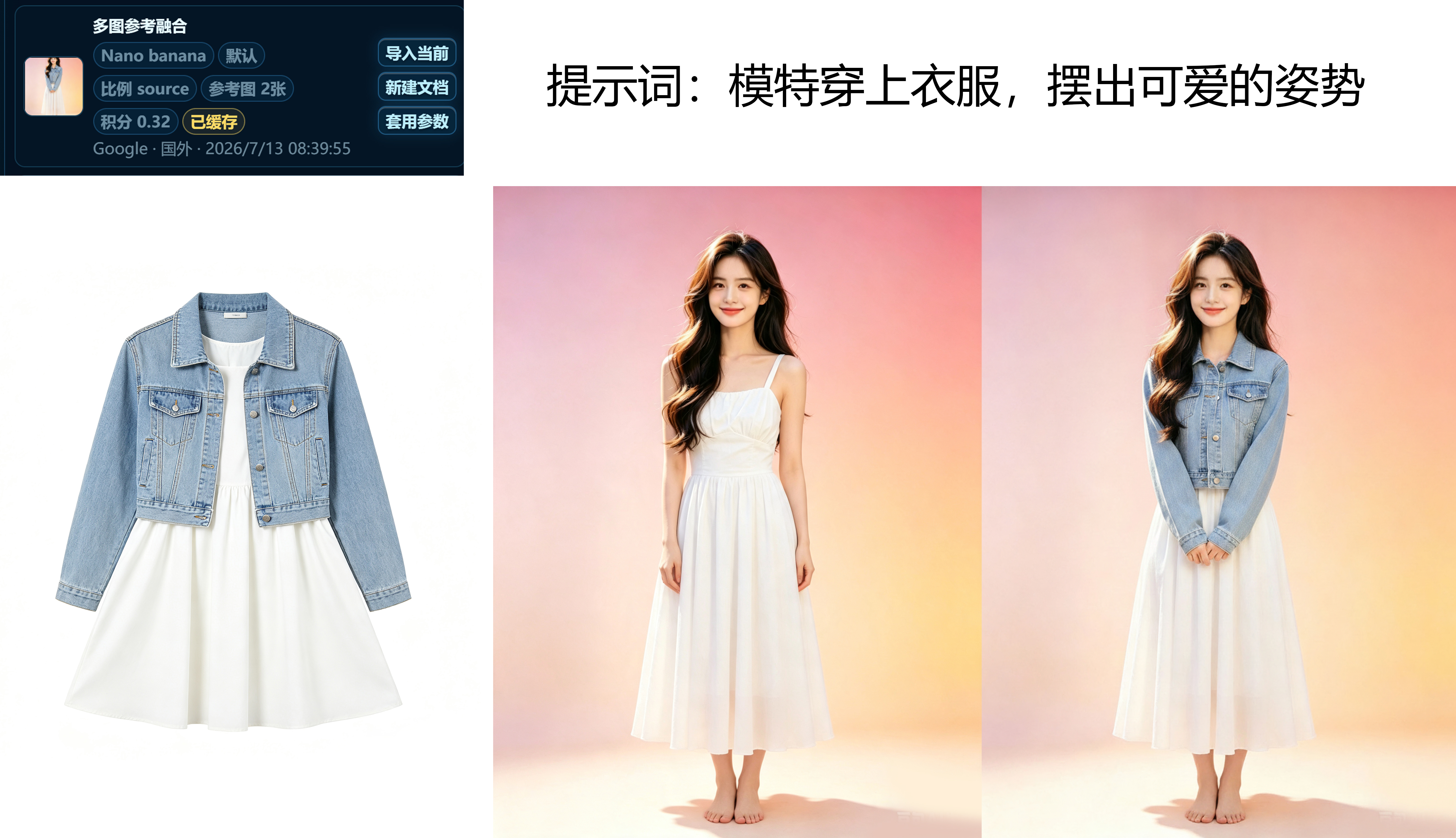 服装多图融合前后效果对比